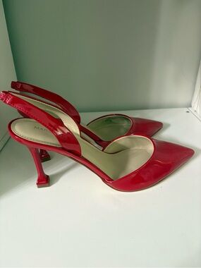 Marc Fisher Red Patent Pointed-Toe Slingback Pumps